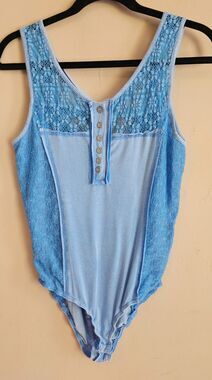 POL Women's Size Small  Body Suit  Rose -whimsigoth-boho, Blue-NWT